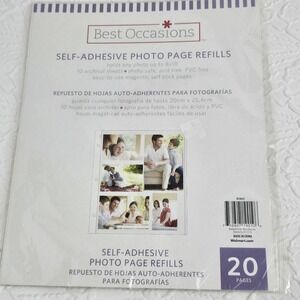 Best Occasions Self Adhesive 20 Photo Page Refills 8x10" For‎ 3 Ring Binder NEW